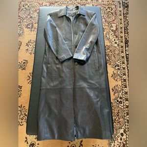 Siena Studio long leather coat, black size Small.